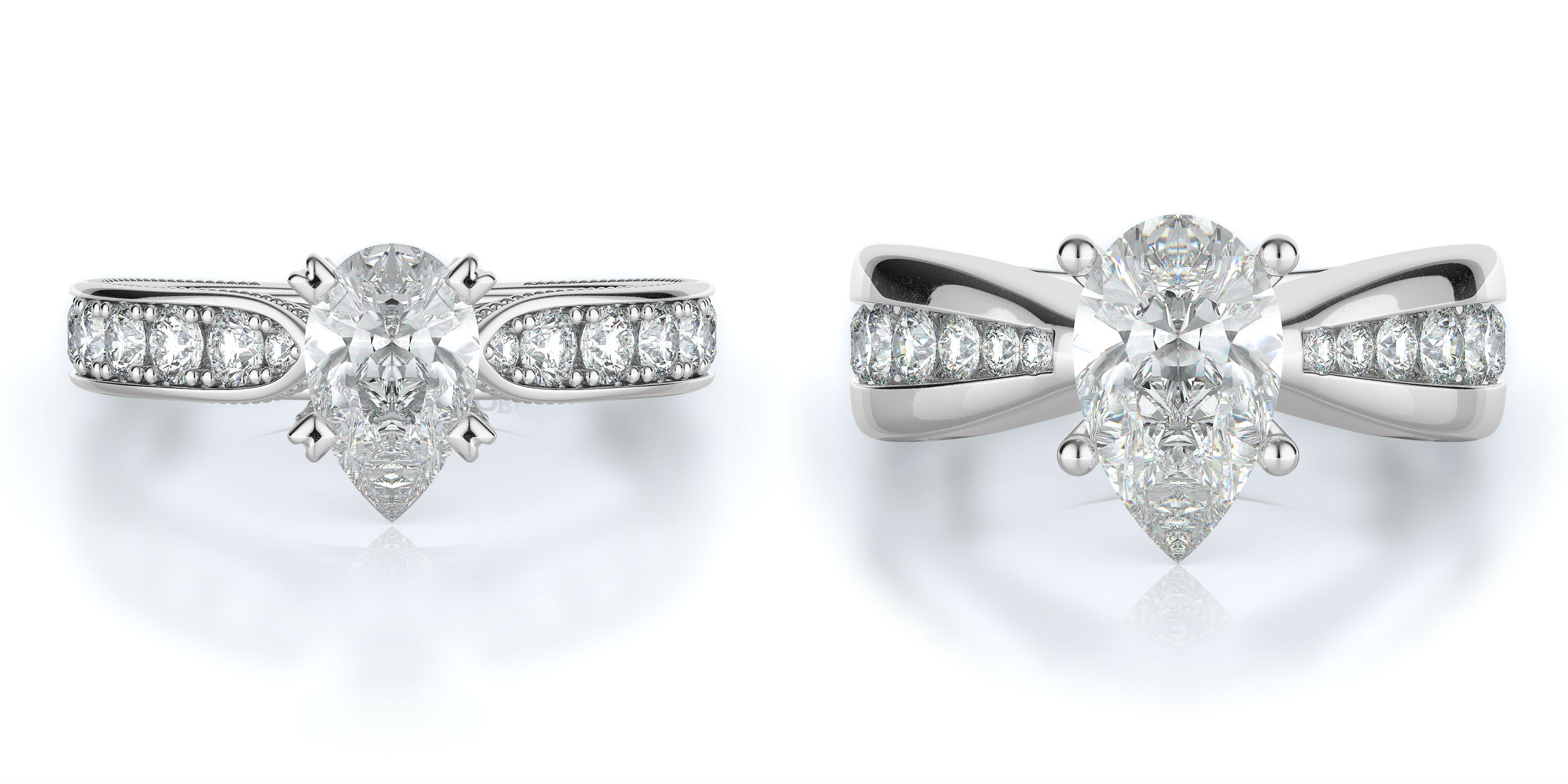 Pear cut engagement rings at Torosi