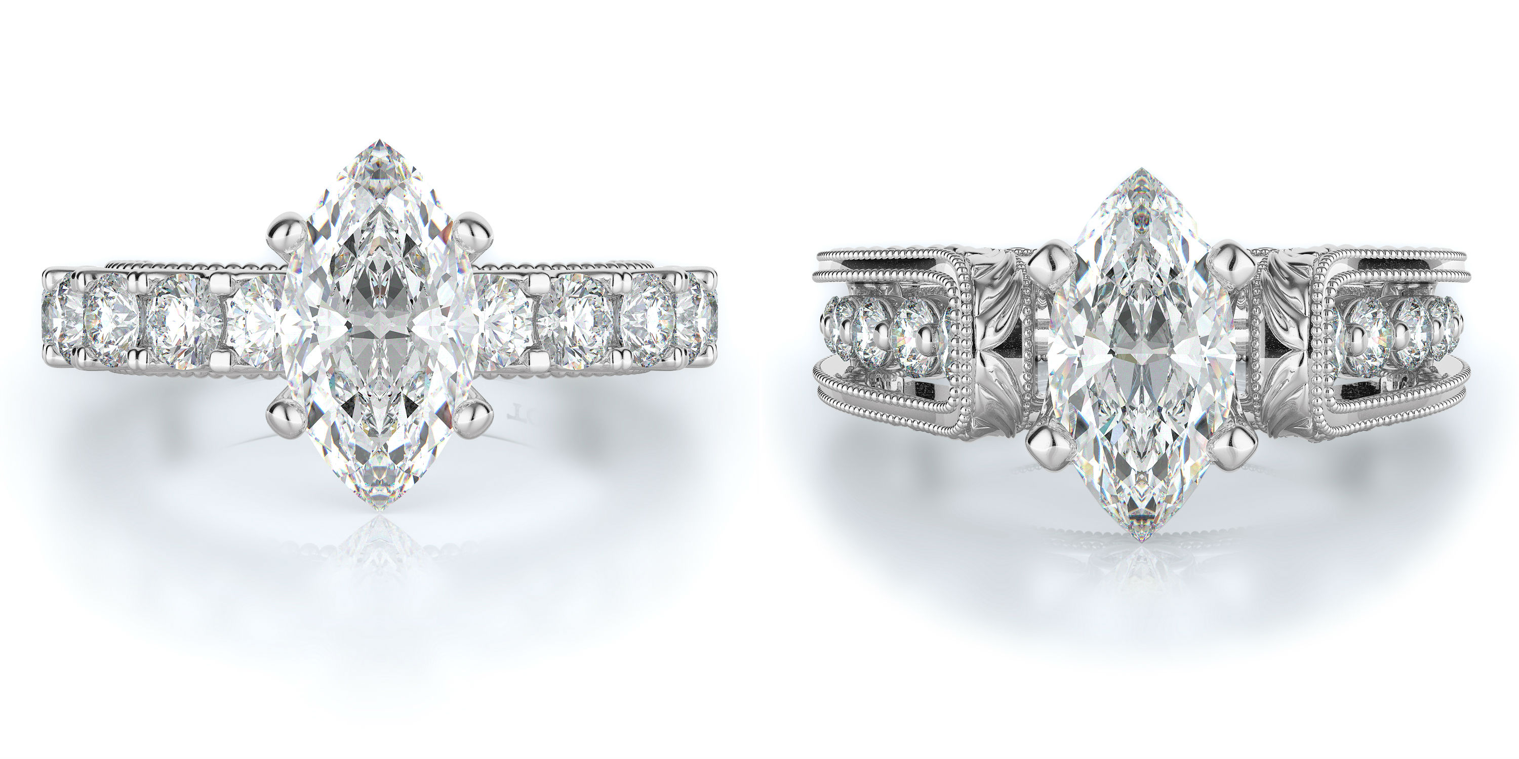 Marquise cut engagement rings at Torosi