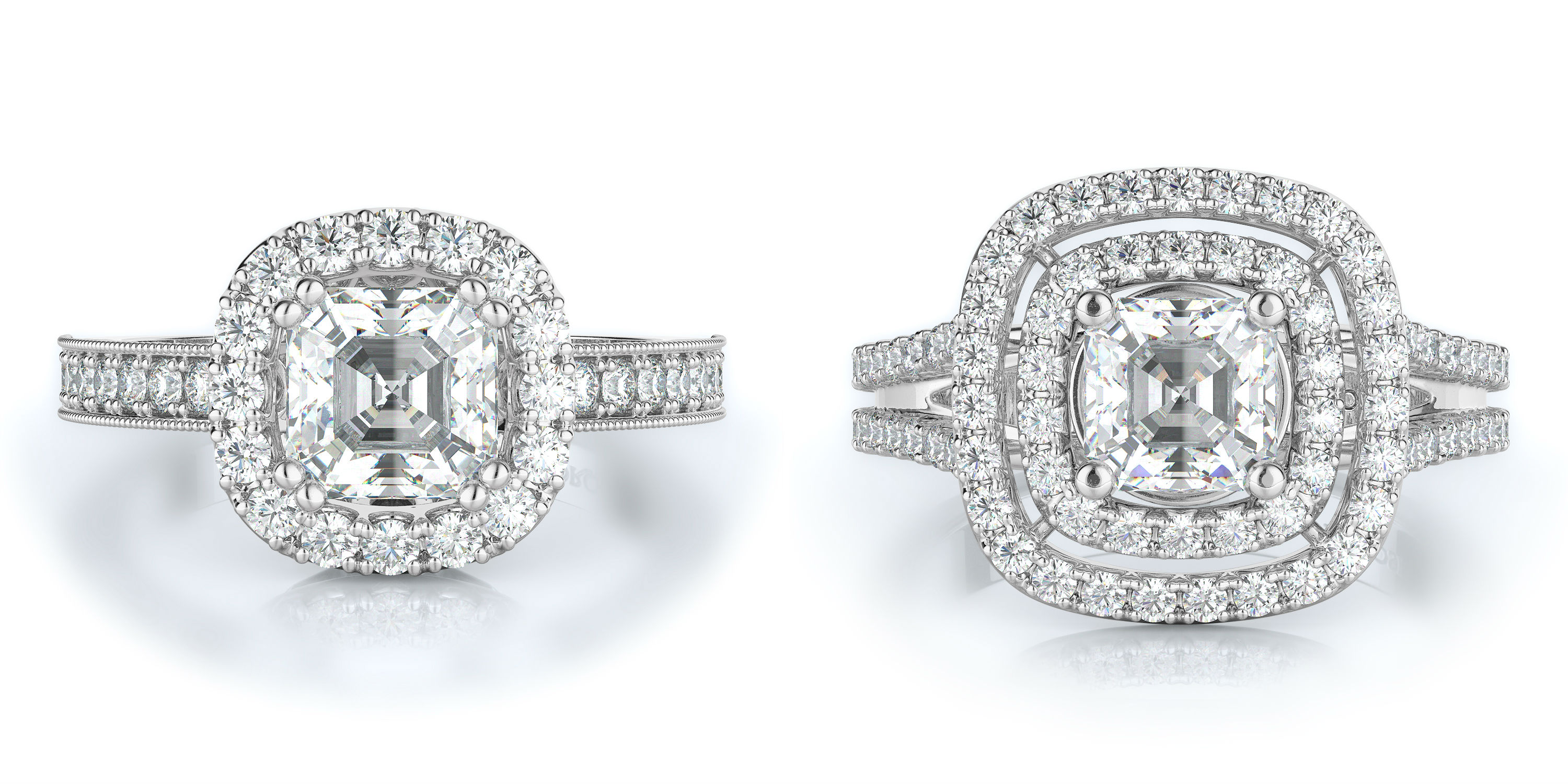 Popular Asscher Engagement Rings at Torosi