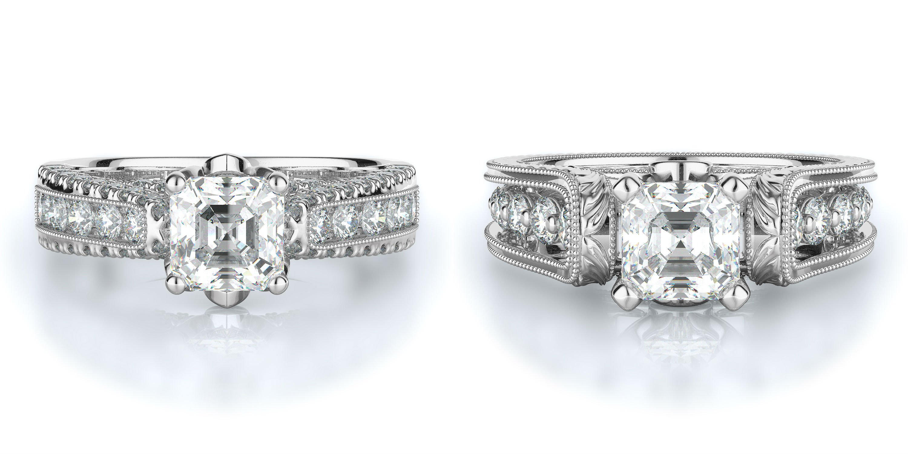 Asscher Cut Engagement Rings at Torosi