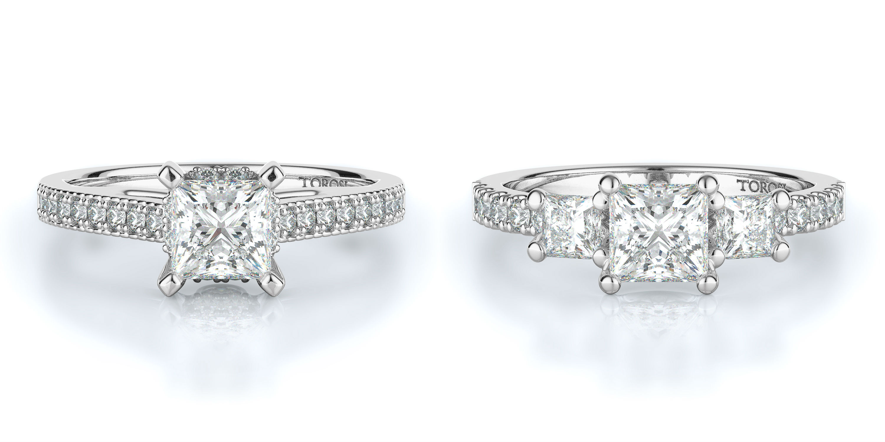 Princess Cut Engagement Rings at Torosi