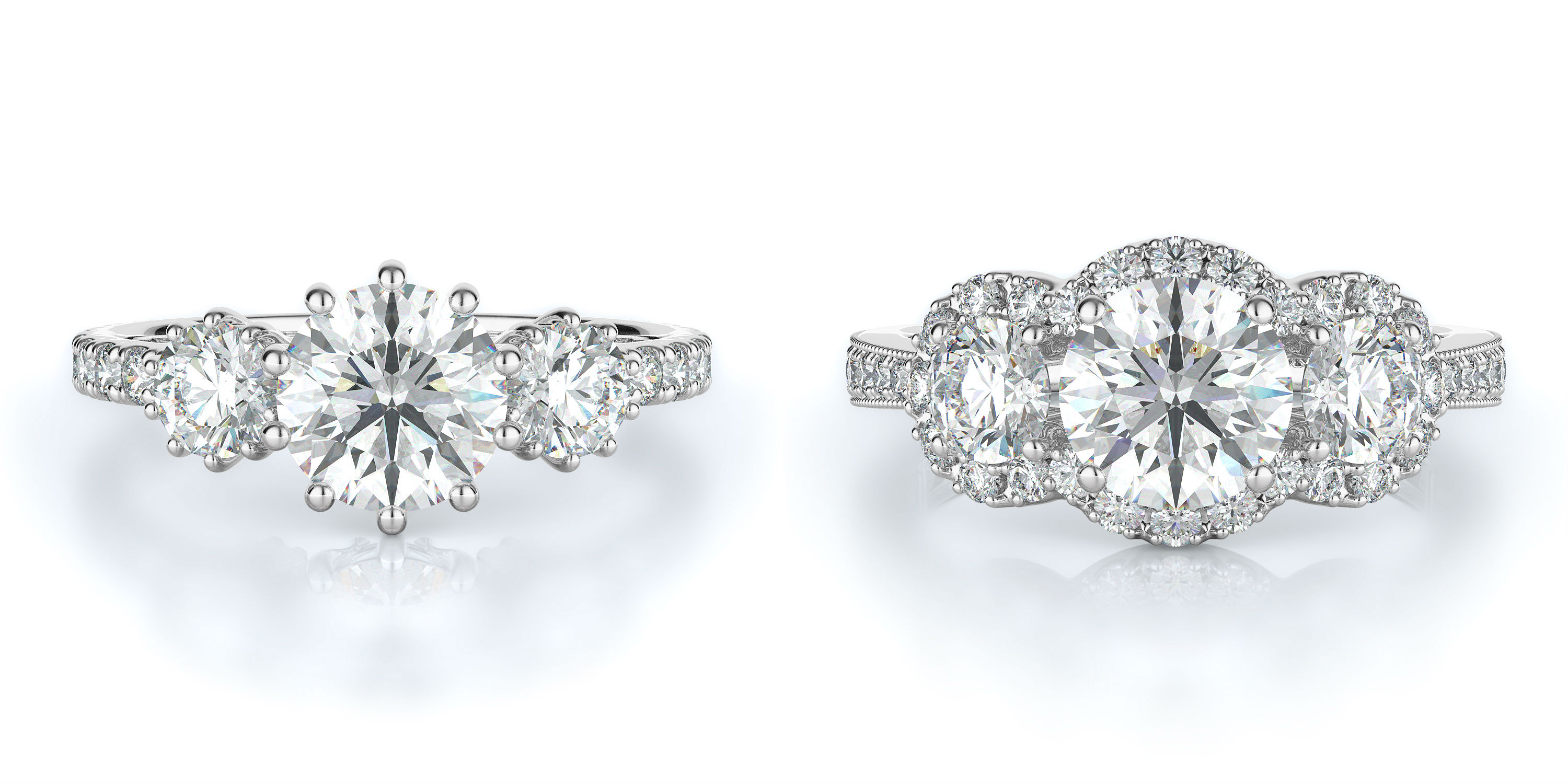 Three-Stone Engagement Rings at Torosi