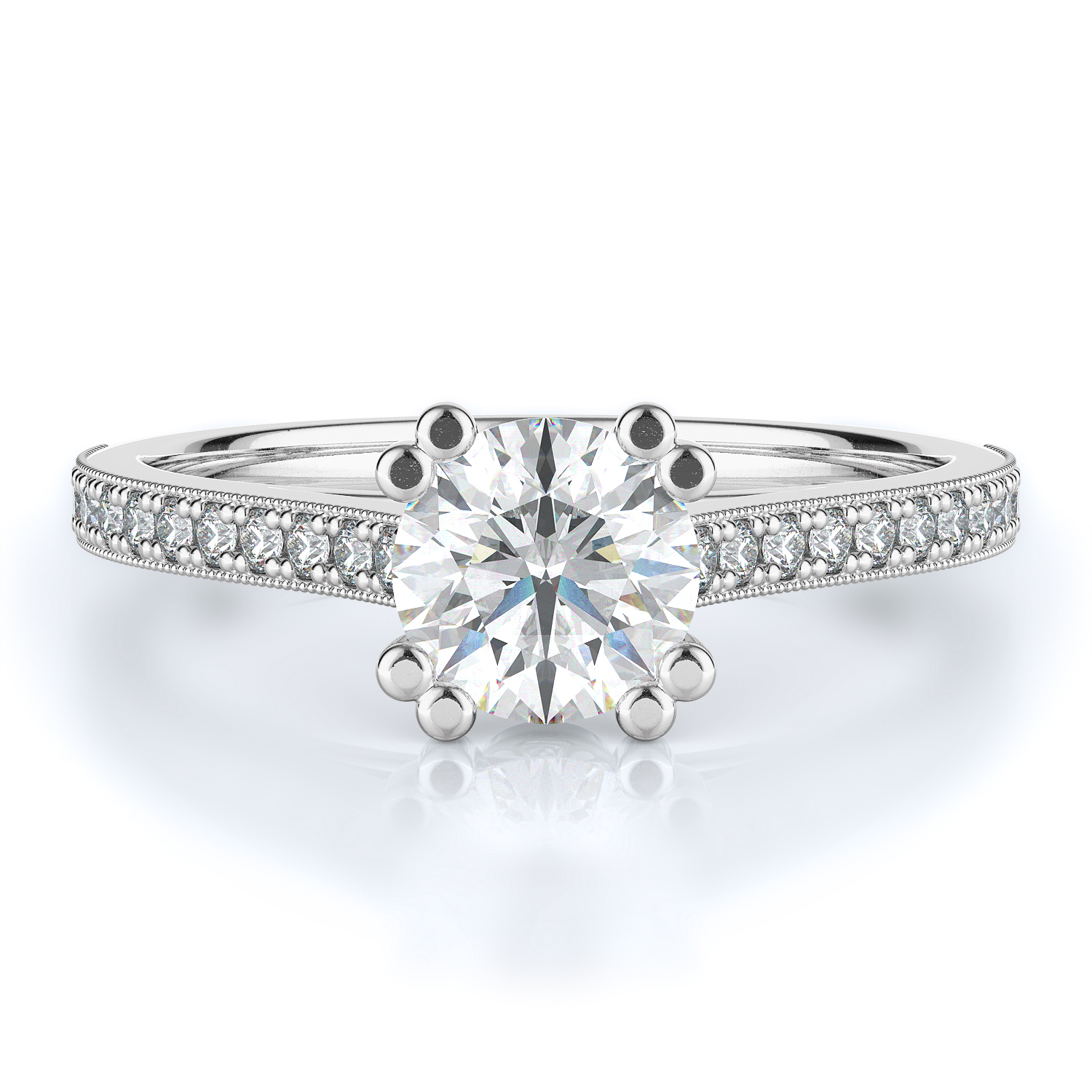 Sidestone Style Diamond Engagement ring 
(Center Diamond Not Included) product image