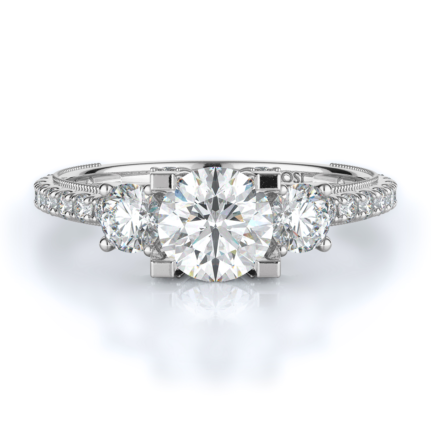 Three stone Style Diamond Engagement ring 
(Center Diamond Not Included) product image