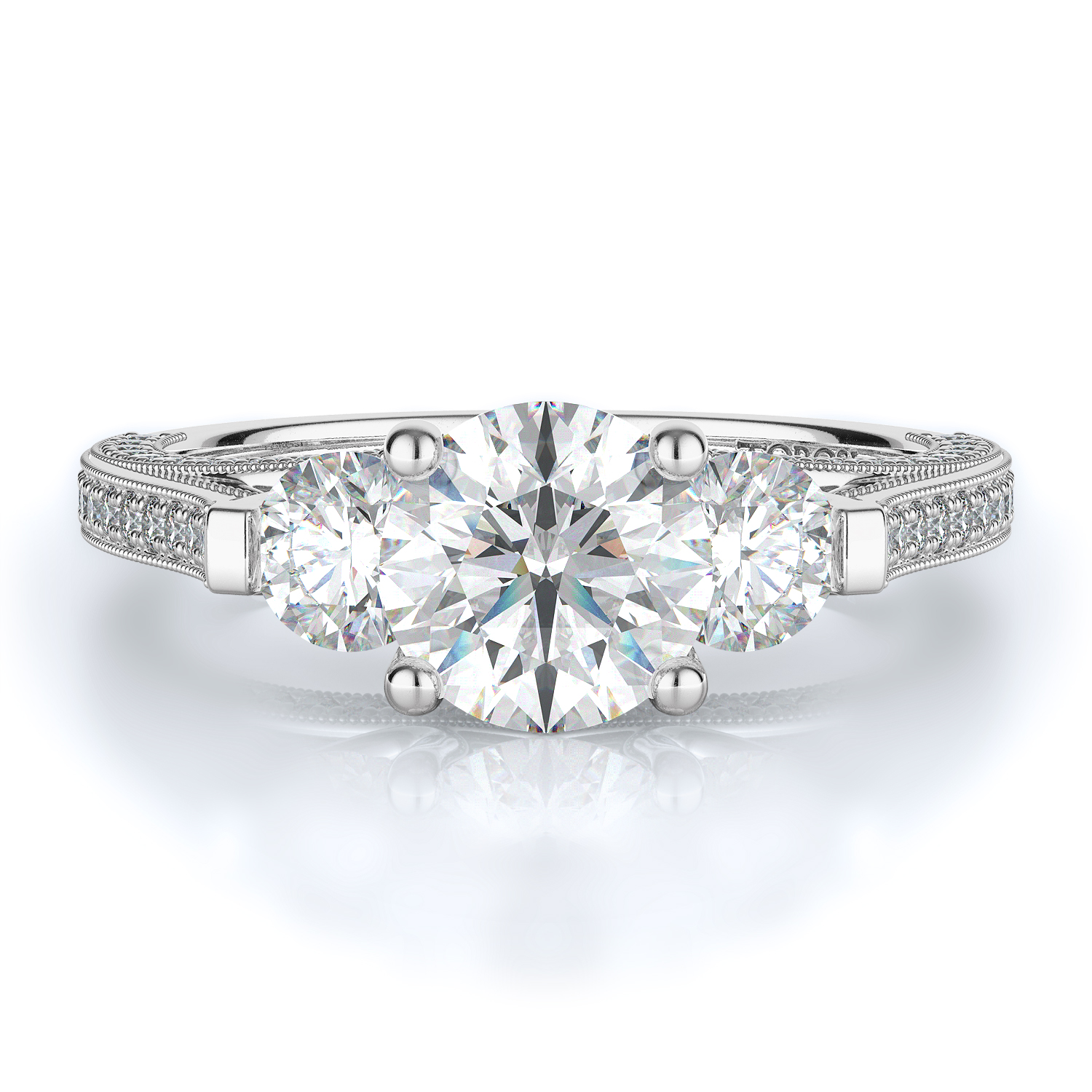 Three stone Style Diamond Engagement ring 
(Center Diamond Not Included) product image