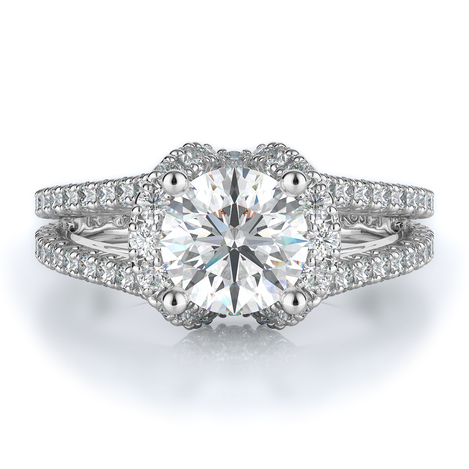 Sidestone Style Diamond Engagement ring 
(Center Diamond Not Included) product image