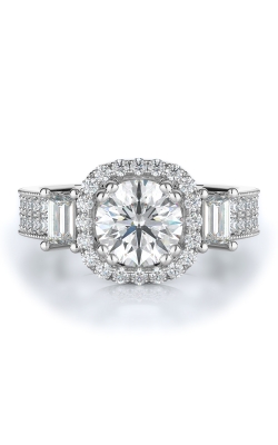Halo, Three Stone Style Diamond Engagement Ring 
(Center Diamond Not Included)