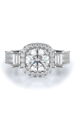 Halo, Three Stone Style Diamond Engagement Ring 
(Center Diamond Not Included)