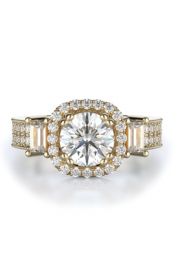 Halo, Three stone Style Diamond Engagement ring 
(Center Diamond Not Included)