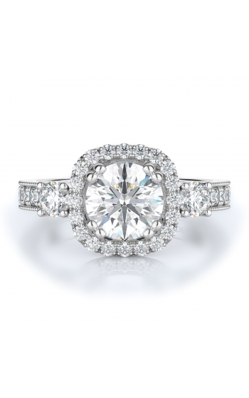 Halo, Three stone Style Diamond Engagement ring 
(Center Diamond Not Included)