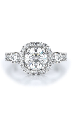 Three Stone, Halo Style Diamond Engagement Ring 
(Center Diamond Not Included)
