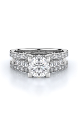 Sidestone Style Diamond Engagement Ring 
(Center Diamond Not Included)